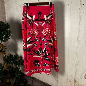 Pink floral a-line midi skirt size S NWOT‎